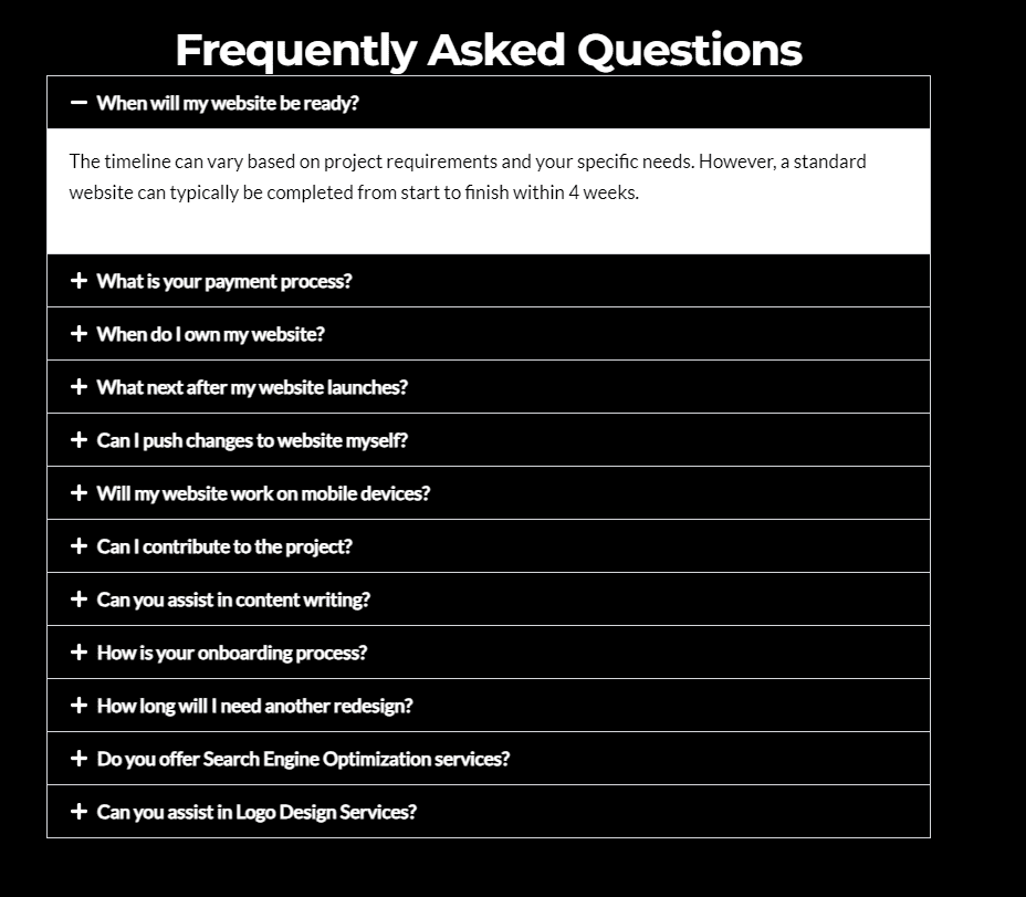 A FAQ page